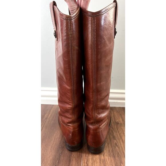FRYE Melissa Button Brown Buffed Waxy Leather Tall Lug Riding Boots - Picture 4 of 11